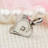 Maxbell Enamel Stainless Steel Heart Pendant Urn Cremation Jewelry For Ashes White