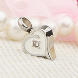 Maxbell Enamel Stainless Steel Heart Pendant Urn Cremation Jewelry For Ashes White