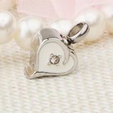 Maxbell Enamel Stainless Steel Heart Pendant Urn Cremation Jewelry For Ashes White