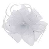 Wedding Bridal Ladies Prom Rose Feather Fascinator Hair Clip white