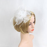 Wedding Bridal Ladies Prom Rose Feather Fascinator Hair Clip white