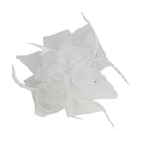 Wedding Bridal Ladies Prom Rose Feather Fascinator Hair Clip white