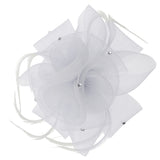 Wedding Bridal Ladies Prom Rose Feather Fascinator Hair Clip white