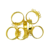 Maxbell 10pcs Adjustable Brass 6 Blank Round Loops Rings Jewelry DIY Making Gold