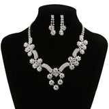 Maxbell Wedding Bride Crystal Rhinestone Pendant Necklace Earring Jewelry Set