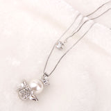 Maxbell Fashion Women Double Layers Long Chain Necklace Jewelry Crystal Pendant