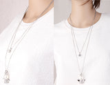 Maxbell Fashion Women Double Layers Long Chain Necklace Jewelry Crystal Pendant