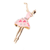 Maxbell Fashion Women Ballet Dancing Girl Brooch Pin Design Alloy Rhinestone Pink