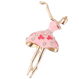 Maxbell Fashion Women Ballet Dancing Girl Brooch Pin Design Alloy Rhinestone Pink