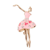 Maxbell Fashion Women Ballet Dancing Girl Brooch Pin Design Alloy Rhinestone Pink