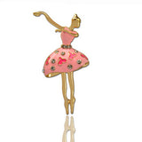 Maxbell Fashion Women Ballet Dancing Girl Brooch Pin Design Alloy Rhinestone Pink