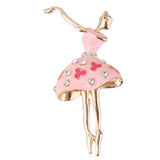 Maxbell Fashion Women Ballet Dancing Girl Brooch Pin Design Alloy Rhinestone Pink