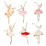 Maxbell Fashion Women Ballet Dancing Girl Brooch Pin Design Alloy Rhinestone Pink
