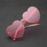 Maxbell Heart Shape Rimless SunglassesTransparent Candy Color Eyewear Pink