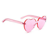 Maxbell Heart Shape Rimless SunglassesTransparent Candy Color Eyewear Pink