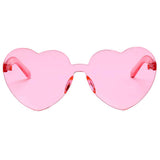Maxbell Heart Shape Rimless SunglassesTransparent Candy Color Eyewear Pink