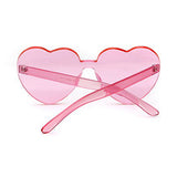Maxbell Heart Shape Rimless SunglassesTransparent Candy Color Eyewear Pink