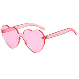 Maxbell Heart Shape Rimless SunglassesTransparent Candy Color Eyewear Pink