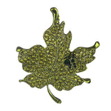 Maxbell Brooch Pin Crystal Rhinestone Maple Leaf Costume Jewelry Women Green