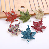 Maxbell Brooch Pin Crystal Rhinestone Maple Leaf Costume Jewelry Women Green