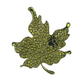 Maxbell Brooch Pin Crystal Rhinestone Maple Leaf Costume Jewelry Women Green