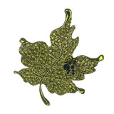 Maxbell Brooch Pin Crystal Rhinestone Maple Leaf Costume Jewelry Women Green