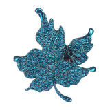 Maxbell Brooch Pin Crystal Rhinestone Maple Leaf Costume Jewelry Women Blue