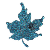 Maxbell Brooch Pin Crystal Rhinestone Maple Leaf Costume Jewelry Women Blue