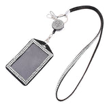 Maxbell Rhinestone Lanyard with Retractable Reel Vertical ID Badge Holder White