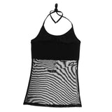 Maxbell Belly dance Halter vest shirt dance clothes Latin dance basic tops L Black