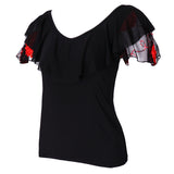 Maxbell Ballroom dancing modern dance practice shirt square dance tops L Red