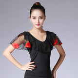 Maxbell Ballroom dancing modern dance practice shirt square dance tops L Red