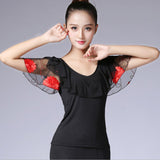 Maxbell Ballroom dancing modern dance practice shirt square dance tops L Red