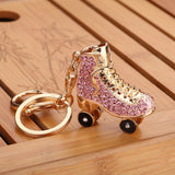 Maxbell Women Keychain Keyring Diamond Bag Accessory Pendant Pink Skates