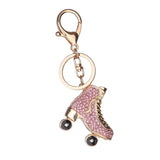 Maxbell Women Keychain Keyring Diamond Bag Accessory Pendant Pink Skates