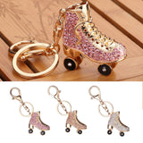 Maxbell Women Keychain Keyring Diamond Bag Accessory Pendant Pink Skates