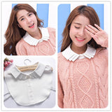 Maxbell Womens Fake Collar Removable False Blouse Embroidered Chiffon White