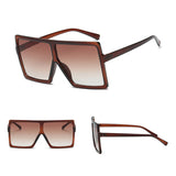 Maxbell Women Vintage Rectangle Sunglasses Brown frame Gradient Brown Lense