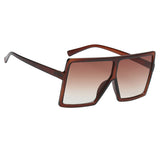 Maxbell Women Vintage Rectangle Sunglasses Brown frame Gradient Brown Lense