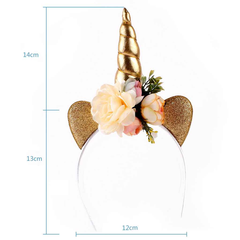 Maxbell Kids Baby Unicorn Horn Ears Flower Headband For Party Or Cosplay Ear-Red