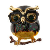 Maxbell Women Owl Glasses Enamel Brooches Corsage Alloy Brooch Black Glasses Frame