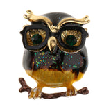 Maxbell Women Owl Glasses Enamel Brooches Corsage Alloy Brooch Black Glasses Frame