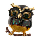 Maxbell Women Owl Glasses Enamel Brooches Corsage Alloy Brooch Black Glasses Frame