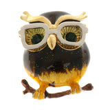 Maxbell Women Owl Glasses Enamel Brooches Corsage Alloy Brooch White Glasses Frame