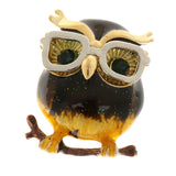 Maxbell Women Owl Glasses Enamel Brooches Corsage Alloy Brooch White Glasses Frame