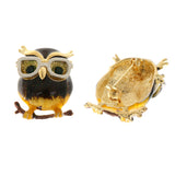 Maxbell Women Owl Glasses Enamel Brooches Corsage Alloy Brooch White Glasses Frame