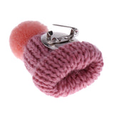 Maxbell Female Girls Kawaii Hat Sweater Brooches Korean Mini Cute Ball Pin Deep Pink