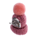 Maxbell Female Girls Kawaii Hat Sweater Brooches Korean Mini Cute Ball Pin Deep Pink