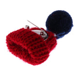 Maxbell Female Girls Kawaii Hat Sweater Brooches Korean Mini Cute Ball Pin Wine Red