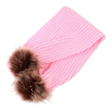 Maxbell KIDS GIRLS WARM SOFT KNIT WINTER SCARF WRAP NECK WARMER FAUX FUR POMPOM  Pink